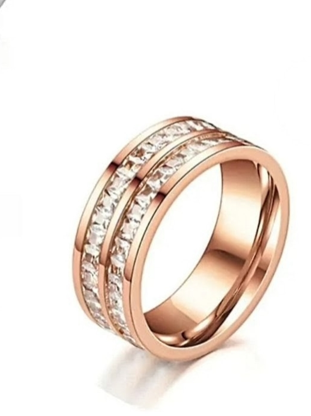 True Gold Double-Row Eternity Band CZ Band Ring - Women Jewelry